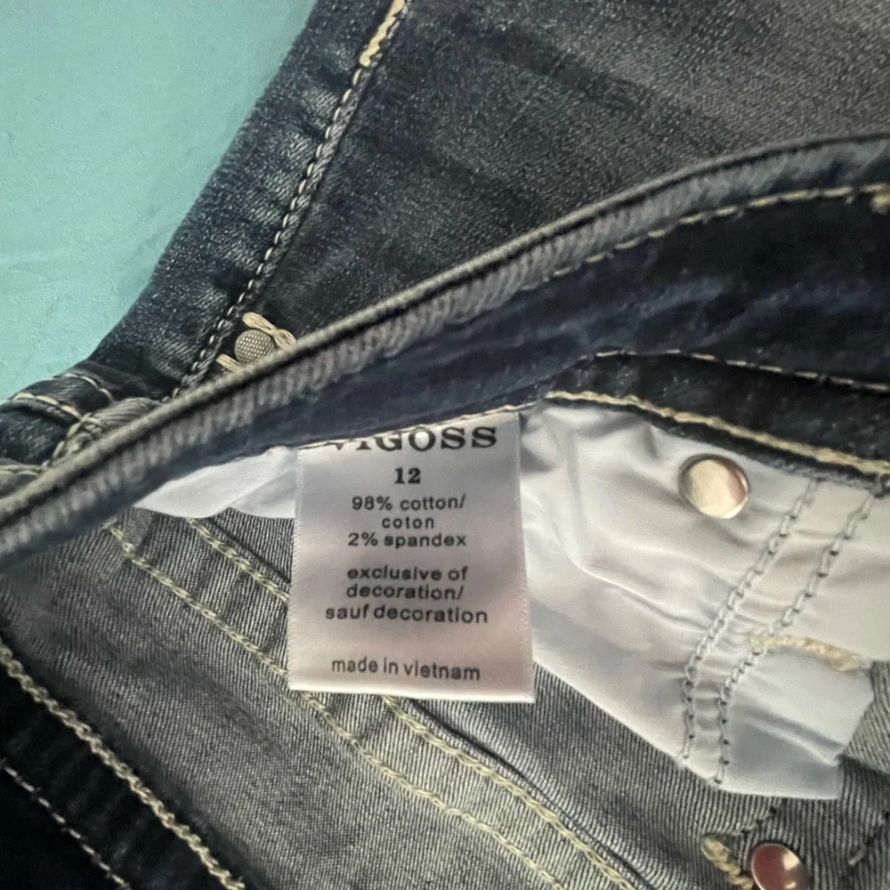 Vigoss American Flag Distressed Dark Blue Denim Shorts - Picture 3 of 4